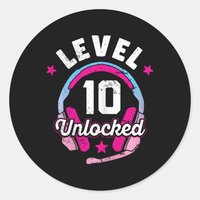 Sticker Rond Girl Level 10 jeu vidéo déverrouillé 10e anniversa (Devant)