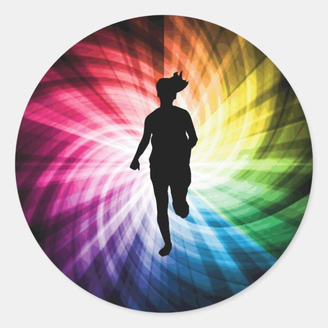 Sticker Rond Girl Marathon Runner (Devant)