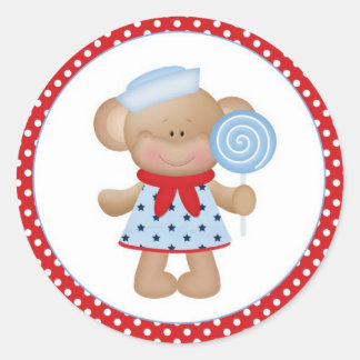 Sticker Rond Girl Monkey Sailor
