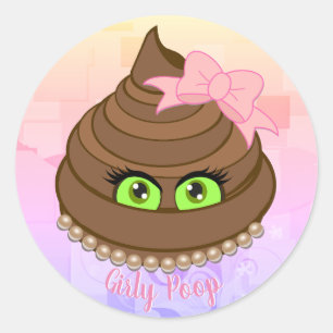 Sticker Rond Girl Poop Emoji