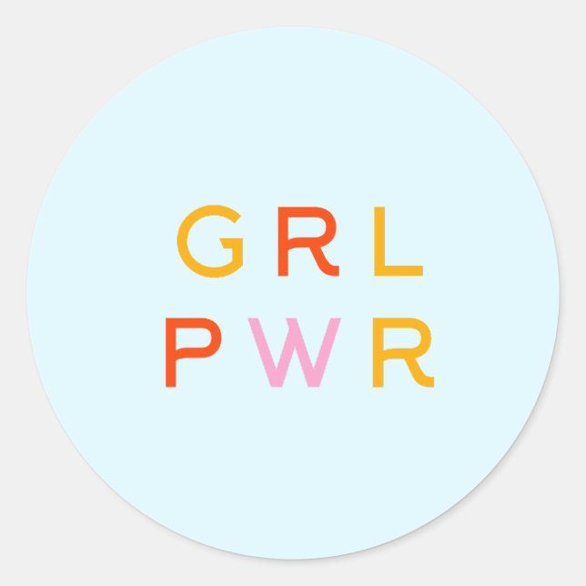 Sticker Rond Girl Power | GRL PWR | Féministe moderne | Minimal (Devant)