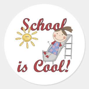 Sticker Rond Girl School est Cool Tshirts et cadeaux