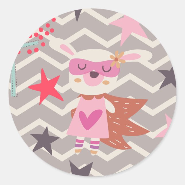 Sticker Rond Girl Superhero Bunny (Devant)