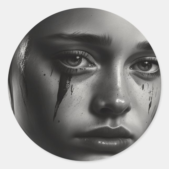 Sticker Rond Girl with tears (Devant)