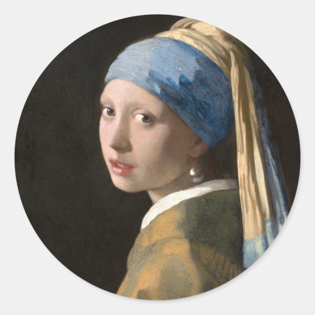Sticker Rond Girl with the pearl earring - Johannes Vermeer (Devant)