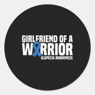 Sticker Rond Girlfriend d'un guerrier Bleu Ruban Alopecia Aware