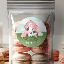 Girls Cute Pink Farm Animal Kids Birthday