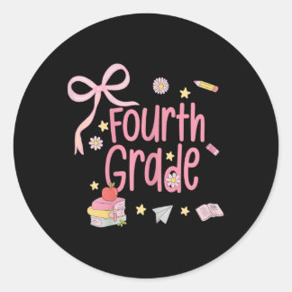 Sticker Rond Girls Fourth Grade Coquette Bow Pink Preppy Ck To