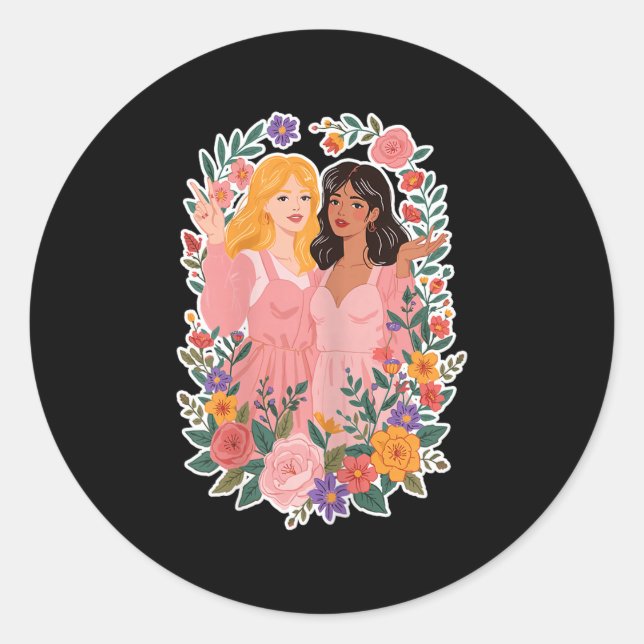 Sticker Rond Girls Friendship Bloom Ies Sisterhood Together Lau (Devant)