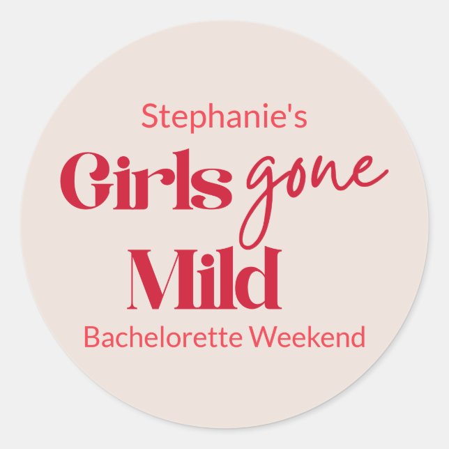 Sticker Rond Girls Gone Mild Stylish Bachelorette Beach Weekend (Devant)