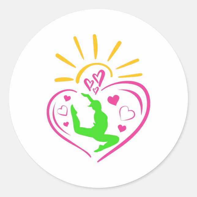 Sticker Rond Girls Gymnastique - Summer Sunshine Heart (Devant)