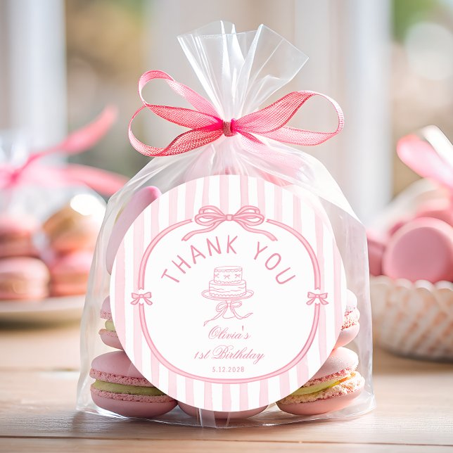 Sticker Rond Girls Just Wanna be One Pink Bow Thank You  (Créateur téléchargé)