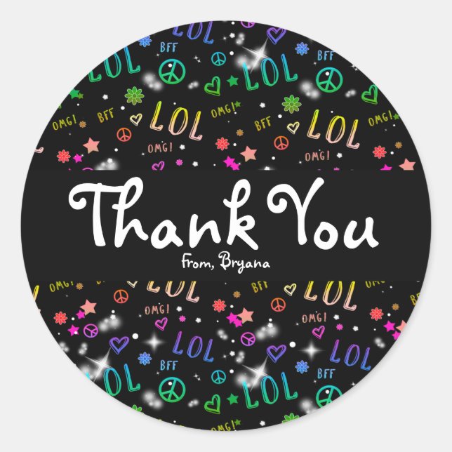 Sticker Rond Girls Rainbow LOL Anniversaire Fête Favoriser Stic (Devant)