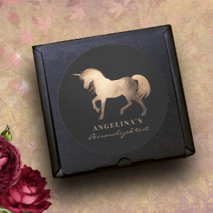 Sticker Rond Girly Classy Rose Gold Foil personnalisé Unicorn