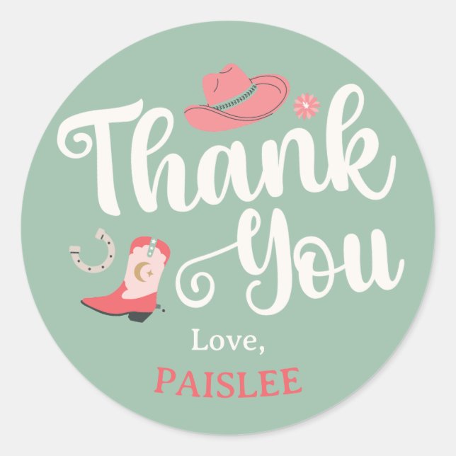 Sticker Rond Girly Cowboy Merci (Devant)