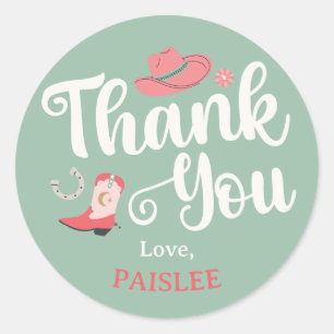 Sticker Rond Girly Cowboy Merci