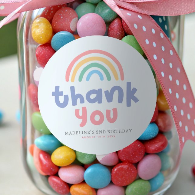 Sticker Rond Girly Pool Party Rainbow Girls Birthday Favor (Créateur téléchargé)