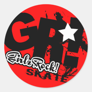 Sticker Rond GirlzRock ! Go Big Skate