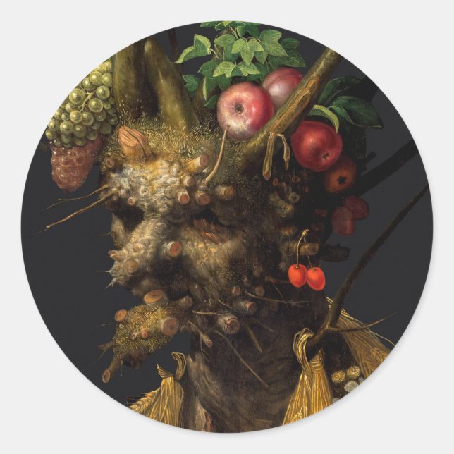Sticker Rond Giuseppe Arcimboldo - Quatre saisons en une tête (Devant)
