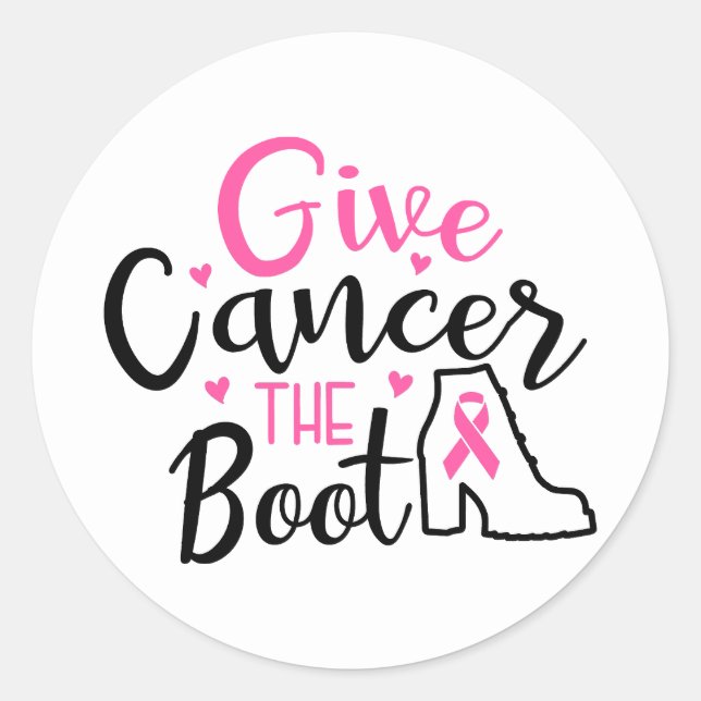 Sticker Rond Give Breast Cancer The Boot Awareness (Devant)