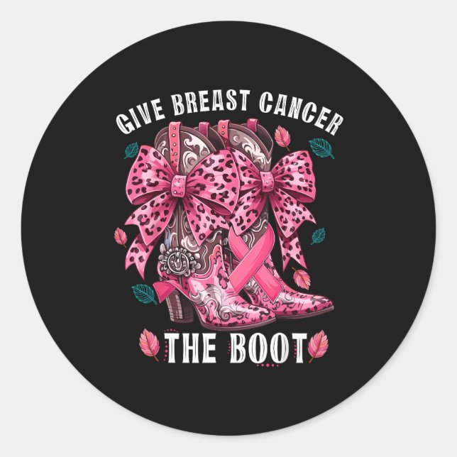 Sticker Rond Give Breast Cancer The Boot Nk Cowgirl Western Tee (Devant)
