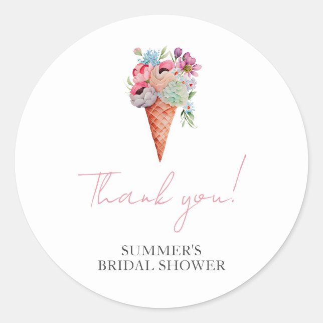 Sticker Rond Glace à l'eau Florale Rose Mariage (Devant)