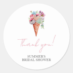 Sticker Rond Glace à l'eau Florale Rose Mariage