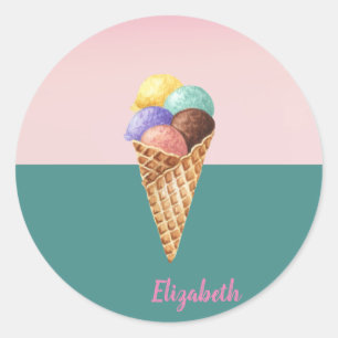 Sticker Rond Glace aquarelle colorée cool