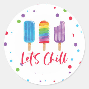 Sticker Rond Glace arc-en-ciel Let's Chill Anniversaire d'été