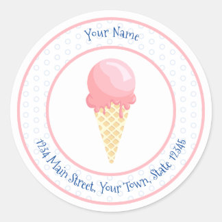 Sticker Rond Glace cône entreprise personnalisée rose bleu