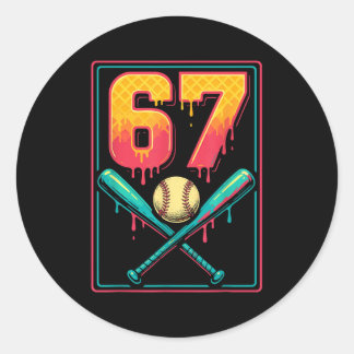Sticker Rond Glace Crème Chute Baseball Trucs 67 Mème Gen Alpha