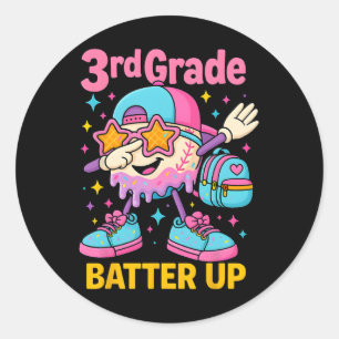 Sticker Rond Glace de baseball retour à l'école qui coule Jour 