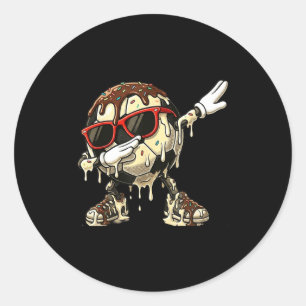 Sticker Rond Glace de football cool Dab danse drôle de fonte Sp