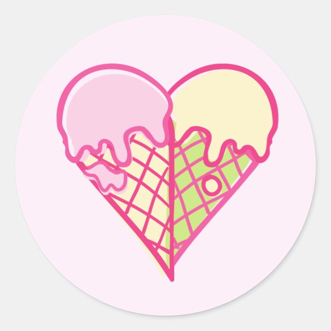 Sticker Rond Glace en forme de cœur mignon (Devant)