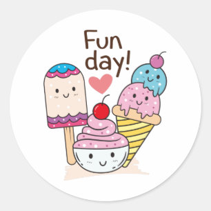 Sticker Rond Glace mignonne