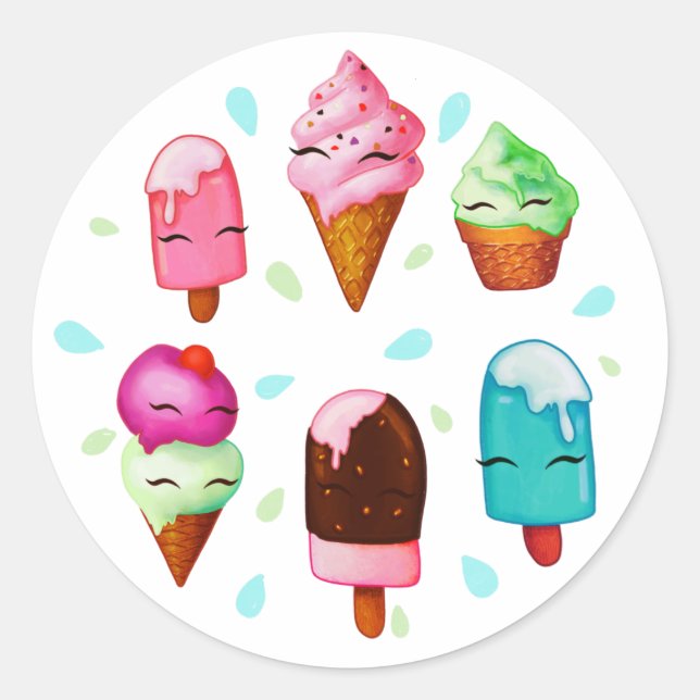 Sticker Rond Glace pop et glaces (Devant)