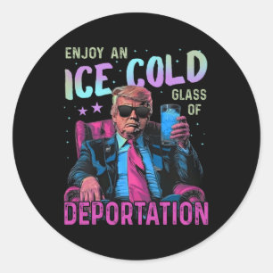 Sticker Rond Glace Profitez D'Une Glace Froid Gl De Déportation