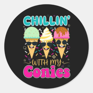 Sticker Rond Glace Rétro De L'été Avec Mes Lapins