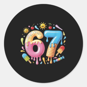 Sticker Rond Glace Six Sept Dégoulinante Mème Cool 67 Numéro Dr