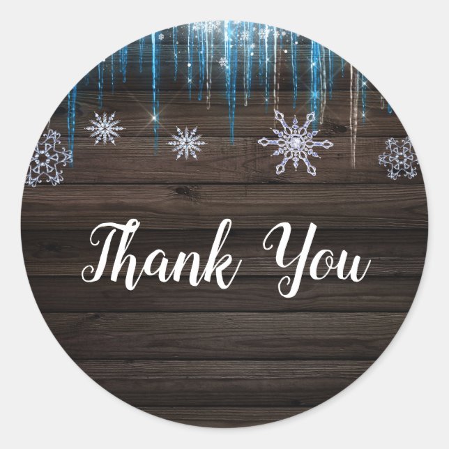 Sticker Rond Glaçons Gelés Décoration de Noël en Bois Faveur de (Devant)