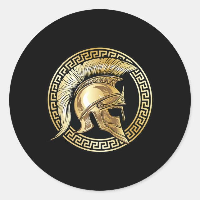 Sticker Rond Gladiateur doré casque spartiate Sparta Grec Worko (Devant)
