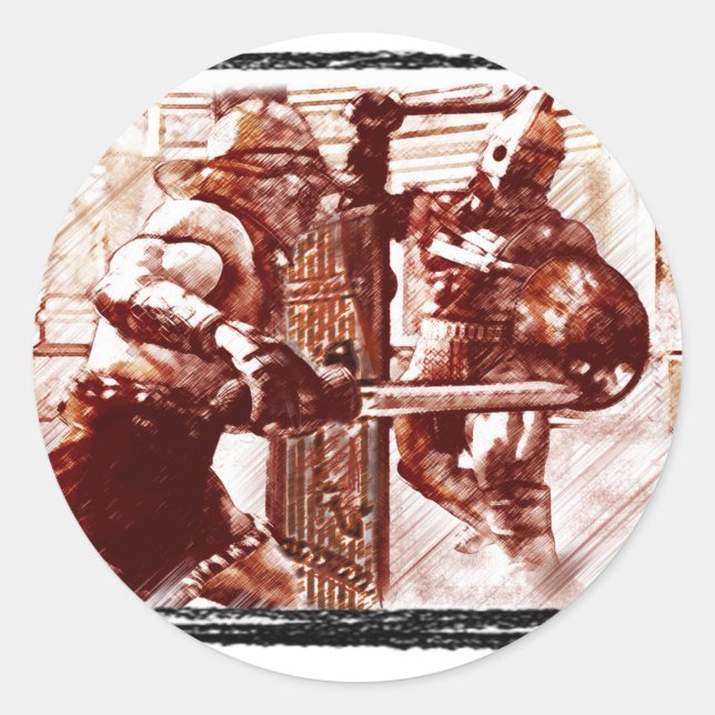 Sticker Rond Gladiateurs en Arena (Devant)