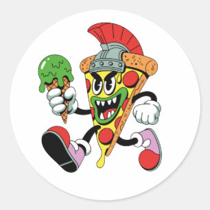 Sticker Rond Gladiator Pizza Slice Italien Brainrot