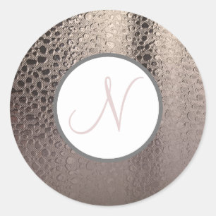 Sticker Rond Glam Abstrait moderne Silver Rose Blush Rose or