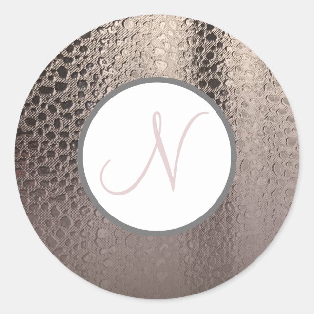 Sticker Rond Glam Abstrait moderne Silver Rose Blush Rose or (Devant)