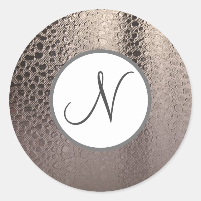 Sticker Rond Glam Argenté Abstrait Moderne Rose Gold Foncé (Devant)
