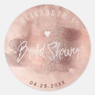 Sticker Rond Glam blush rose or cuivre parties scintillant douc