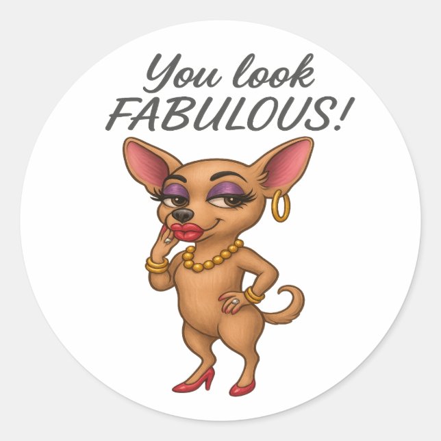 Sticker Rond Glam Chihuahua (Devant)
