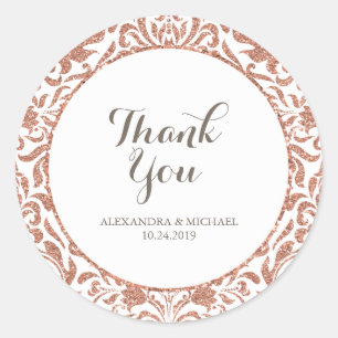 Sticker Rond Glam Elegant Faux Rose Gold Parties scintillant Ma