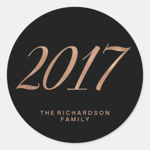 Sticker Rond Glam Faux Rose Gold sur Black 2017